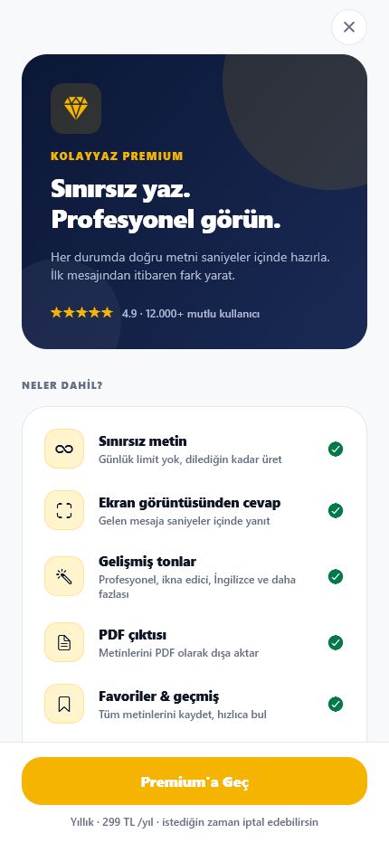 Premium ekranı