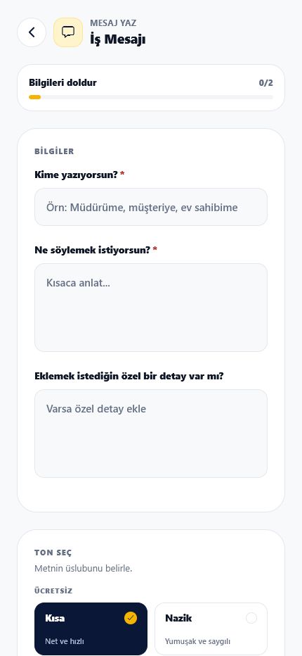 Dinamik form ve ton seçimi